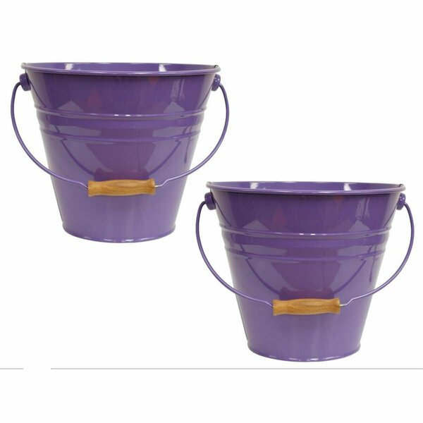 Pertrechos 5202E V S-2 Enameled Galvanized Steel Recycling Bin-Storage Container, Violet - Set of 2 PE2103496